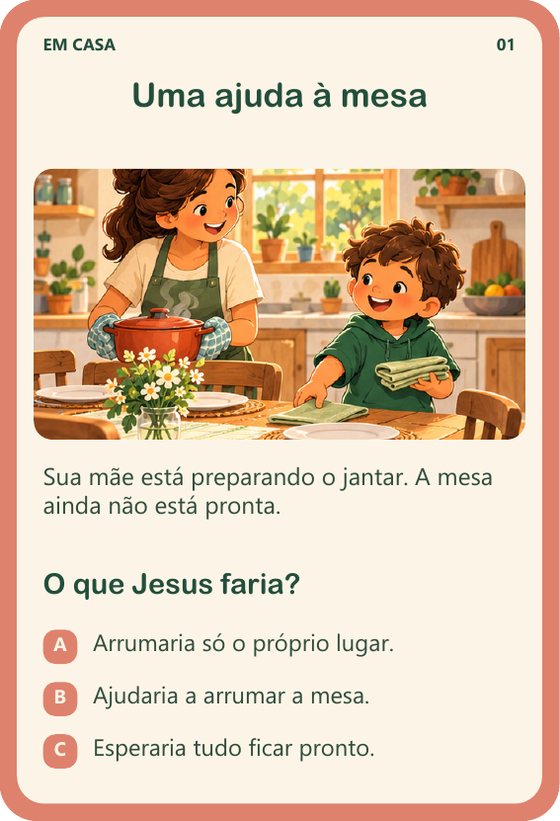Frente da carta Uma ajuda Ă mesa